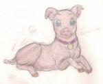 collar colored_pencil female feral hooves pose simple_background solo teats white_background disney the_black_cauldron hen_wen domestic_pig mammal suid suine sus_(pig) colored_pencil_(artwork) hi_res pinup sketch traditional_media_(artwork)