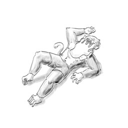 after_transformation bottomwear boxing_attire clothing dead_eyes feet feral fighting_ring humor male on_ground prehensile_feet prehensile_tail shorts solo squish tail toes unconscious mulveyyy haplorhine mammal monkey primate 1:1 absurd_res hi_res monochrome