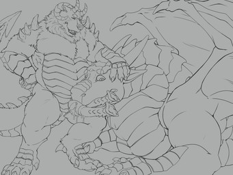 2_penises 4_fingers 4_horns 5_fingers 5_toes ambiguous_feral ambiguous_gender ambiguous_penetrated animal_genitalia animal_penis anthro anthro_on_feral anthro_penetrating anthro_penetrating_ambiguous anthro_penetrating_feral arm_spikes aroused belly bestiality big_belly big_penis biped bodily_fluids claws curved_horn digitigrade dominant dominant_anthro dominant_male dorsal_ridge dripping drooling drooling_tongue duo erection eyebrows feet fellatio feral feral_penetrated finger_claws fingers forehead_horn fur genital_slit genitals hair hand_on_head handpaw head_horn head_ridge hemipenes horn hybrid_anthro hybrid_genitalia hybrid_penis larger_ambiguous larger_feral larger_penetrated larger_sub licking licking_another long_horn long_penis long_tail looking_at_another looking_at_genitalia looking_at_penis lying male male/ambiguous male_anthro male_on_feral male_penetrating male_penetrating_ambiguous male_penetrating_feral mane mane_hair medial_ring membrane_(anatomy) membranous_wings multi_genitalia multi_horn multi_penis nubbed_penis nude on_front on_ground oral oral_penetration paws penetration penile penis penis_lick penis_on_tongue pupils quadruped ridged_horn saliva saliva_drip saliva_on_penis saliva_on_tongue scales scaly_tail sex sharp_teeth short_ears short_fur short_horn shoulder_spikes simple_background size_difference slightly_chubby slightly_chubby_anthro slightly_chubby_male slit_pupils small_ears small_horn small_top_big_bottom smaller_anthro smaller_male smooth_horn snout spade_tail spiked_penis spiked_tail spikes spikes_(anatomy) standing standing_sex straight_horn submissive submissive_ambiguous_gender submissive_feral tail tall teeth thick_penis three-quarter_view toe_claws toes tongue tongue_around_penis tongue_out tongue_play ursine_ears ursine_genitalia ursine_penis vein veiny_penis wing_spikes wings chamuskinha european_mythology mythology kuruk_(character) bear brown_bear dragon furred_dragon furred_scalie grizzly_bear hybrid hybrid_dragon hybrid_mammal mammal mythological_creature mythological_scalie scalie ursidae ursine western_dragon 2026 4:3 absurd_res digital_drawing_(artwork) digital_media_(artwork) hi_res monochrome sketch