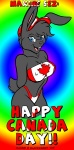 anthro black_nose blue_eyes breasts canada canadian_flag eyewear female glasses holidays looking_at_viewer maple_leaf solo max_blackrabbit canada_day maxine_blackbunny lagomorph leporid mammal rabbit 2003 digital_media_(artwork)