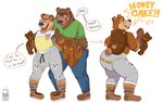 ageplay anthro backpack blush bottomwear clothed clothing dialogue diaper diaper_under_clothing duo footwear front_view fully_clothed humiliation infantilism larger_male male male/male mature_male pants plushie public rear_view roleplay shoes simple_background size_difference smaller_male speech_bubble teddy_bear text wearing_diaper white_background yellow_eyes bottlebear manor_(bottlebear) bear mammal absurd_res english_text hi_res