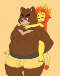 anthro bear chubby cute duo feline fur grizzly_bear hug juuichi_mikazuki lion male mammal morenatsu overweight piggyback soutaro topless zangusuu
Rating: Safe
Score: 2
User: toboe
Date: June 18, 2013