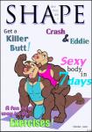 anthro black_border border bulge duo male muscular text bobthetanuki blue_sky_studios ice_age_(series) crash_(ice_age) eddie_(ice_age) american_opossum mammal marsupial cover english_text hi_res magazine_cover brother_(lore) brothers_(lore) sibling_(lore)