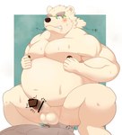 anthro balls belly blush bodily_fluids duo erection eyewear facesitting genitals glasses humanoid_genitalia humanoid_hands humanoid_penis kemono male moobs nipples overweight overweight_male penis sitting_on_another sweat hisashiyo_0705 lifewonders tokyo_afterschool_summoners leib_(tas) bear mammal polar_bear ursine 2021 censored