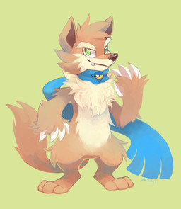 anthro blue_scarf brown_body brown_fur brown_inner_ear brown_nose claw_fingers claws digitigrade eyebrows featureless_crotch feet fur green_background green_eyes hindpaw male mostly_nude paws pupils scarf scarf_only simple_background snout solo standing tail tan_body tan_eyebrows tan_fur thick_eyebrows white_claws white_pupils darmp canid canine mammal 2014 digital_media_(artwork) digital_painting_(artwork) full-length_portrait hi_res painting_(artwork) portrait shaded