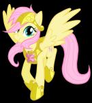 armor cutie_mark feathered_wings feathers female feral fur hair long_hair looking_at_viewer pink_hair simple_background smile solo transparent_background wings yellow_body yellow_feathers goatanimedatingsim friendship_is_magic hasbro my_little_pony mythology fluttershy_(mlp) equid equine mammal mythological_creature mythological_equine pegasus absurd_res alpha_channel hi_res