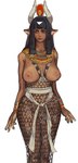 2024 animal_ears animal_humanoid areola big_breasts black_hair bovid bovid_humanoid bovine bovine_humanoid bracelet breasts brown_body brown_fur cattle_humanoid clothing dark_body dark_skin dress ear_piercing ear_ring egyptian egyptian_clothing egyptian_mythology exposed_breasts eyelashes female fishnet_clothing fishnet_dress freckled_breasts freckled_face freckles front_view fur genitals grey_horn hair hathor hi_res horn horned_humanoid huge_breasts humanoid jewelry long_hair mammal mammal_humanoid middle_eastern_mythology mossa mythology navel necklace nipples piercing pink_areola pink_nipples pussy ring_piercing simple_background solo suntan tan_line thick_thighs white_background wide_hips yellow_eyes