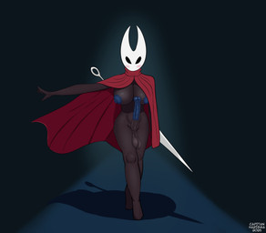 animal_genitalia anthro balls big_breasts black_body blue_nipples blue_penis blush breasts cloak clothing equine_genitalia erection genitals gynomorph intersex mask melee_weapon mostly_nude mostly_nude_gynomorph nipples penis solo sword weapon capitanharisma hollow_knight_(franchise) team_cherry hornet_(hollow_knight) arthropod absurd_res alternate_version_at_source hi_res