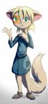 anthro blonde_hair clothed clothing female fur green_eyes hair simple_background solo tan_body tan_fur text white_background young young_anthro bernarddk dreamkeepers paige_(dreamkeepers) domestic_cat felid feline felis mammal absurd_res hi_res url