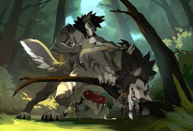 anal anal_orgasm anal_penetration animal_genitalia animal_penis anthro anthro_on_anthro anthro_penetrated anthro_penetrating anthro_penetrating_anthro balls beard big_penis black_hair bodily_fluids braided_beard branch canine_genitalia canine_penis cum cum_drip cum_in_ass cum_inside cum_on_ground cum_while_penetrated doggystyle dripping drooling duo ejaculation eyes_closed facial_hair fangs forest from_behind_position fur genital_fluids genitals grey_body grey_fur hair hair_grab hands-free knot larger_anthro larger_male larger_penetrated larger_sub looking_pleasured male male/male male_anthro male_penetrated male_penetrating male_penetrating_male muscular muscular_anthro muscular_arms muscular_bottom muscular_male muscular_sub nature open_mouth orgasm pecs penetration penile penile_penetration penis penis_in_ass plant red_penis saliva sex size_difference small_top_big_bottom smaller_anthro smaller_male smile submissive tail tail_grab tail_pull teeth tooth_ring touching_hair tree drmax blizzard_entertainment warcraft kayde_(kaydewolf) mjodvitnir canid canine canis mammal werecanid werecreature wolf worgen hi_res