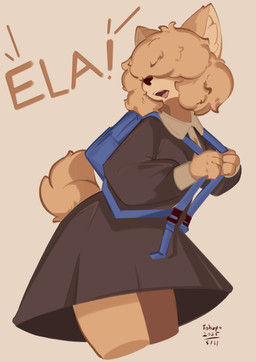 anthro backpack clothed clothed_anthro clothed_female clothing female fully_clothed fully_clothed_anthro fully_clothed_female fur solo tail tan_body tan_fur tan_tail conditional_dnp tohupo ela_(tohupo) canid canine canis domestic_dog mammal spitz 2025 absurd_res digital_drawing_(artwork) digital_media_(artwork) hi_res