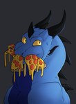 bodily_fluids eating feral food male pizza pizza_slice solo stuffed_mouth sweat staffkira2891 european_mythology mythology drake_inrelal dragon mythological_creature mythological_scalie scalie western_dragon absurd_res hi_res