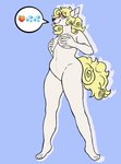 anthro big_breasts blonde_hair breast_grab breasts emoji eyewear female glasses hair hand_on_breast inner_ear_fluff long_hair round_glasses simple_background solo tuft goshgollymolly_(artist) maria_(wffl) hi_res