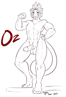 abs anthro balls biceps biped erection flexing fur genitals green_eyes hair hand_on_hip humanoid_genitalia humanoid_penis looking_at_viewer male muscular muscular_anthro muscular_male navel nude penis simple_background solo tail text vein white_background nightfaux oz_(wingblack) haplorhine mammal monkey primate 2013 english_text signature