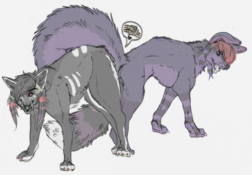 ambiguous_gender duo ear_piercing facial_piercing female female_penetrated feral fur hair knotting knotting_symbol male male/female male_penetrating multiple_piercings nose_piercing open_mouth penetration piercing sex smile sparklefur tail tongue saberhorn canid canine fox mammal digital_media_(artwork) hi_res