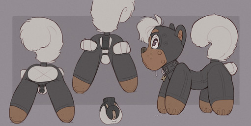 all_fours anal anal_penetration animal_mask anthro bdsm bitchsuit bodily_fluids bondage_gear brown_eyes buttplug buttplug_in_ass buttplug_insertion chastity_cage chastity_device collar drooling fur genital_fluids male mask object_in_ass penetration petplay plug_(sex_toy) plug_insertion precum pup_mask puppyplay roleplay saliva sex_toy sex_toy_in_ass sex_toy_insertion solo white_body white_fur young skidoo canid canine canis domestic_dog mammal hi_res