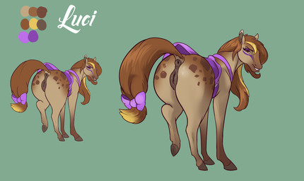 accessory animal_genitalia animal_vulva anus bow_(feature) bow_accessory bow_ribbon butt clothing equine_genitalia equine_vulva female feral furgonomics genitals hooves looking_at_viewer looking_back open_mouth presenting presenting_hindquarters presenting_vulva ribbons simple_background smile solo tail tail_accessory tail_bow tail_ribbon vulva alorix luci_the_mistress equid equine horse mammal 2017 digital_media_(artwork)