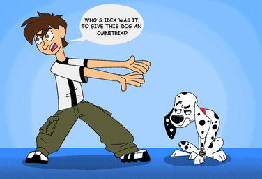 3_toes 5_fingers black_body bottomwear brown_hair cargo_pants clothing collar duo feet feral fingers floppy_ears footwear green_eyes hair light_body light_skin male male_feral male_human markings omnitrix pants shirt shoes sneakers spots spotted_body text toes topwear white_body danukistudio 101_dalmatian_street 101_dalmatians ben_10 cartoon_network disney ben_tennyson dylan_(101_dalmatians) canid canine canis dalmatian domestic_dog human mammal english_text hi_res