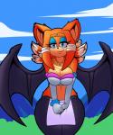 anthro big_breasts blue_eyes breasts cleavage clothed clothing curvy_figure ear_piercing female fusion jewelry midriff navel piercing potara_ear_ring solo thick_thighs voluptuous wide_hipped_female wide_hips wings superbunnygt dragon_ball dragon_ball_z sega sonic_adventure sonic_the_hedgehog_(series) rouge_the_bat tikal_the_echidna bat echidna hybrid mammal monotreme 5:6 absurd_res digital_media_(artwork) hi_res