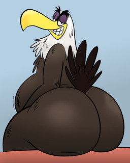anthro beak belly big_belly big_butt brown_body brown_feathers bubble_butt butt butt_focus feathers genitals huge_belly huge_butt looking_at_viewer looking_back looking_back_at_viewer male nude rear_view solo tail tail_feathers teeth white_body white_feathers remmyfox third-party_edit angry_birds rovio_entertainment sega mighty_eagle accipitrid accipitriform avian bald_eagle bird eagle sea_eagle digital_media_(artwork) hi_res
