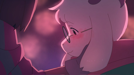 2_horns ambiguous_gender anthro biped blush blush_lines clothed clothing detailed_background duo eyewear floppy_ears fluffy fur glasses hand_on_cheek horn male male_anthro pink_eyes pink_horn scarf side_view snout solo_focus wearing_glasses white_body white_fur mengmang777 deltarune undertale_(series) kris_dreemurr ralsei bovid caprine darkner goat human mammal 2026 digital_drawing_(artwork) digital_media_(artwork) hi_res