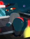 anthro bent_over boots butt clothing female footwear night panties police police_hat police_uniform rear_view shoes sky skyscape solo underwear uniform vehicle mr_valentine00 night_in_the_woods aunt_molly_(nitw) felid feline mammal absurd_res hi_res