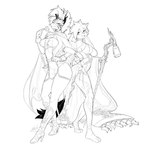 accessory anthro big_breasts biped breasts cape clothed clothing cosplay duo eyebrows female floppy_ears flower flower_in_hair footwear hair hair_accessory high_heels holding_flower holding_object holding_staff long_ears looking_at_viewer medium_breasts melee_weapon mohawk open_mouth plant plantigrade pose shoes simple_background staff standing sword teeth tongue weapon white_background soina azur_lane zoey_(sonicfoxhound) equid equine lagomorph leporid mammal rabbit zebra 2025 absurd_res character_request detailed hi_res line_art