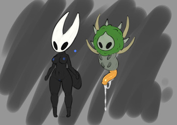 black_body black_eyes breasts female fluffy genitals long_penis mossmir_(hollow_knight) orange_penis penis simple_background vulva wings sarek_aran_desian hollow_knight:_silksong hollow_knight_(franchise) team_cherry hornet_(hollow_knight) arthropod insect
