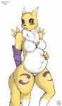 anthro belly big_belly breasts female pregnant pregnant_anthro pregnant_female solo geckoguy123456789 gyro-furry bandai_namco digimon renamom_(character) canid digimon_(species) mammal renamon hi_res