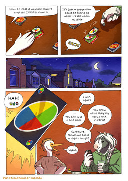 5_fingers anthro bar beverage candle card_deck cellphone clothed clothed_anthro clothed_male clothing crescent_moon dialogue duo electronics feathers fingers fur glass grey_body grey_fur hoodie humanoid_hands male moon multicolored_body multicolored_fur night page_number phone playing_game shirt smartphone speech_bubble text topwear two_tone_body two_tone_fur white_body white_feathers white_fur kantachibli uno adrian_(kantachibli) phillip_(kantachibli) avian bird equid equine heron horse mammal pelecaniform comic english_text hi_res url