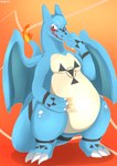 after_transformation belly featureless_crotch overweight solo tail transformation alsoflick bandai_namco digimon nintendo pokemon dontreallyknowanymo charizard digimon_(species) generation_1_pokemon guilmon pokemon_(species) diamond_(disambiguation) absurd_res hi_res