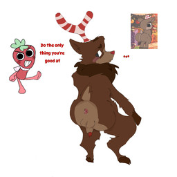 anthro anus blush crouching embarrassed genitals group half-erect humiliation humiliation_fetish male penis small_penis solo toony twerking voyeur young crookedcrow blushcrunch_studio dandy's_world roblox rudie_(dandy's_world) deer mammal new_world_deer reindeer hi_res