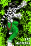 anthro black_hair fur green_background hair irish kung_fu male shamrock simple_background solo stripes tail white_body white_fur vallhound baz_mackenna felid mammal pantherine siberian_tiger tiger 2:3 digital_media_(artwork) hi_res