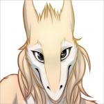 ambiguous_gender anthro black_eyes border brown_body brown_fur brown_hair fur grey_border hair looking_at_viewer smile solo tan_body tan_fur white_body white_fur dirtybird shalane mammal sergal 1:1 2013