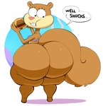 anthro big_butt black_eyes bottomless bra brown_body brown_ears brown_fur brown_tail buckteeth burger butt clothed clothing countershading eating eyelashes female flower_cloud_(spongebob) food fur holding_food holding_object huge_butt huge_hips huge_thighs krabby_patty long_tail looking_at_own_butt looking_back pink_nose purple_bra purple_clothing purple_underwear rear_view solo tail tan_body tan_countershading tan_fur teeth teeth_showing text thick_thighs underwear wide_hips spaghettiz nickelodeon spongebob_squarepants sandy_cheeks mammal rodent sciurid tree_squirrel 2024 english_text hi_res