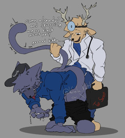 anthro bodily_fluids cum duo fur genital_fluids hair koala_katt male male/male male_penetrated male_penetrating male_penetrating_male penetration sex simple_background tail teeth text animal_hospital roblox cervine deer domestic_cat felid feline felis mammal digital_media_(artwork) english_text hi_res