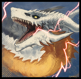 ancient_dragon_zenfreyasax black_border border electricity female feral horn lightning solo morrokei elden_ring fromsoftware mythology dragon mythological_creature mythological_scalie scalie