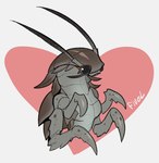 antennae_(anatomy) anthro breasts carapace featureless_breasts female grey_eyes heart_symbol multi_arm multi_limb nude simple_background small_breasts solo white_background fivel arthropod crustacean giant_isopod isopoda malacostracan marine 2023 hi_res