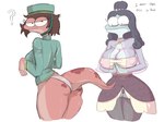 anthro aroused big_breasts big_butt breasts butt clothing duo female furgonomics nipple_outline panties question_mark simple_background underwear white_background 71er amphibia_(series) disney bella_(amphibia) lady_olivia amphibian newt salamander 2021 4:3 hi_res