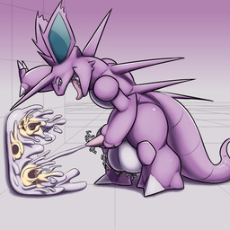 after_vore balls big_balls bodily_fluids bone bones_in_cum cock_vore cum digestion ejaculation genital_fluids genitals half-closed_eyes larger_pred male male_pred masturbation melting narrowed_eyes penile penis size_difference smile smirk vore poisonsneksoffie nintendo pokemon generation_1_pokemon nidoking pokemon_(species) 1:1 hi_res