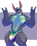 2023 6/26 abs alien anthro armpit_hair biped black_eyes blue_body blue_fur blue_nose body_hair bristol bulge claws clothed clothing detailed_bulge devil_horns_(gesture) digital_drawing_(artwork) digital_media_(artwork) disney double_devil_horns_(gesture) empty_eyes experiment_(lilo_and_stitch) featureless_chest finger_claws fur genital_outline gesture hand_gesture head_tuft hi_res lgbt_pride lgbt_pride_month lilo_and_stitch looking_at_viewer male multicolored_clothing multicolored_speedo multicolored_swimwear muscular muscular_anthro muscular_male notched_ear open_mouth open_smile pecs penis_outline pride_color_clothing pride_color_speedo pride_color_swimwear pride_colors simple_background smile solo speedo standing stitch_(lilo_and_stitch) swimwear thick_thighs tongue tongue_out topless tuft vincian_pride_colors white_claws