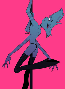 4_arms anthro boots butt choker clothing dancing femboy footwear high_heeled_boots high_heels jewelry legwear male multi_arm multi_limb necklace pink_background pole pole_dancing shoes simple_background solo stripper_pole thigh_boots thigh_highs thong underwear enaic31 hazbin_hotel hellaverse angel_dust arachnid arthropod spider absurd_res hi_res