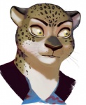 2016 ambiguous_gender anthro bust_portrait death_stare disney erudier fabienne_growley felid fur mammal pantherine portrait reaction_image simple_background snow_leopard solo spots third-party_edit whiskers white_background zootopia ಠ_ಠ