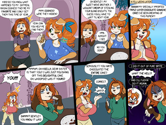 anthro bentley_(uberquest) bentley_aradelle big_breasts breasts dessert dialogue female food humor male prince princess royalty text thick_thighs phuufy uberquest kibbles_(uberquest) kibella_aradelle canid canine canis domestic_dog mammal molosser mountain_dog saint_bernard shiba_inu spitz 4:3 absurd_res comic english_text hi_res sibling_(lore)