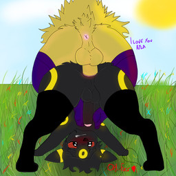 akira(jolteon) anal anal_penetration ayla(umbreon) black_body black_eyes black_fur clothing duo excited_for_sex feet femboy feral field flower foot_fetish foot_play footjob footwear fur genitals glowing male male/male penetration penis plant red_eyes sex sky socks sun yellow_body yellow_fur aylalunar nintendo pokemon eeveelution generation_1_pokemon generation_2_pokemon jolteon pokemon_(species) umbreon 1:1 hi_res