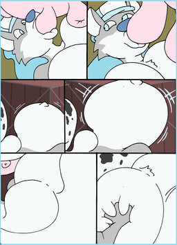 after_vore anthro belly big_belly big_breasts blue_eyes blue_hair breasts duo female hair huge_belly hyper hyper_belly inflation inside nude nude_female overweight vore weight_gain virus-20 wendy_wolf_(virus-20) bovid bovine canid canine canis cattle mammal wolf 2023 comic