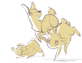 2_horns ambiguous_gender feral fur group hair horn inner_ear_fluff quadruped short_hair tail trio tuft itsdanfango ansel_(itsdanfango) olive_(itsdanfango) bovid caprine deer goat mammal sheep 2017 monochrome sepia sketch