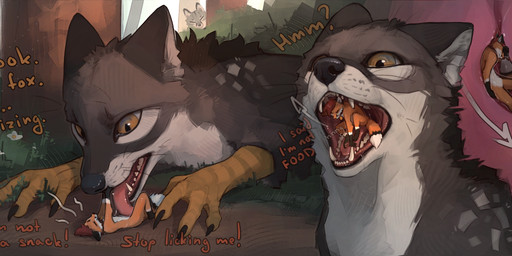 anthro anthro_on_feral bestiality bodily_fluids body_in_mouth claws cutaway dialogue digitigrade drooling duo endosoma esophagus fangs feet feral forced fully_inside fur fur_markings hindpaw in_mouth in_throat inside inside_stomach internal larger_feral licking male male_feral markings mawplay mouth_shot narration nude nude_anthro on_tongue open_mouth oral_vore organs paws presenting_mouth quadruped safe_vore saliva saliva_string scuted_arms scutes sharp_teeth size_difference size_play smaller_anthro snout stomach struggling swallowing talons teeth text throat toes tongue tongue_out unwilling_prey vore whisker_spots whiskers x-ray_view eeeevio mythology rauron canid canine enfield fox hybrid mammal mythological_creature absurd_res comic digital_media_(artwork) digital_painting_(artwork) english_text hi_res painting_(artwork) shaded story