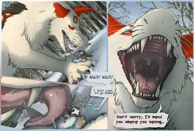 abdominal_bulge anthro bone cough cutaway death digestion digestion_noises duo feral feral_pred first_person_view forest guts internal intestines looking_at_viewer male male/male mouth_shot open_mouth oral_vore organs plant rumbling_stomach snow stomach tree uvula vore lemondeer cedarbou mordecai_(lemondeer) deer mammal monster new_world_deer reindeer absurd_res hi_res