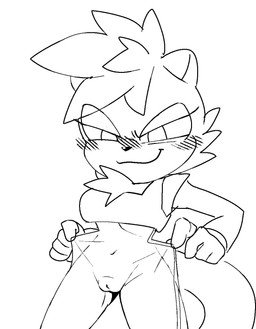 anthro blush blush_lines bodysuit breasts camel_toe clothing clothing_pull female medium_breasts navel skinsuit smile solo standing tight_clothing translucent translucent_clothing tuft divadula_k idw_publishing sega sonic_the_hedgehog_(comics) sonic_the_hedgehog_(idw) sonic_the_hedgehog_(series) tangle_the_lemur lemur mammal primate ring-tailed_lemur strepsirrhine hi_res monochrome sketch
